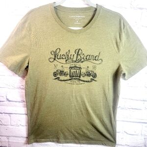 Lucky Brand Men's Green t-shirt Size M motorcycle rider graphic t-shirt crewneck